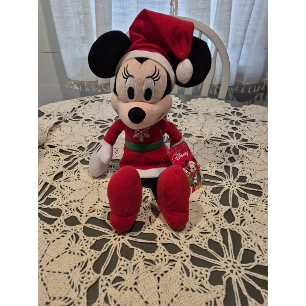 Santa Minnie Mouse Christmas Plush 14" Disney Store SEE TAG